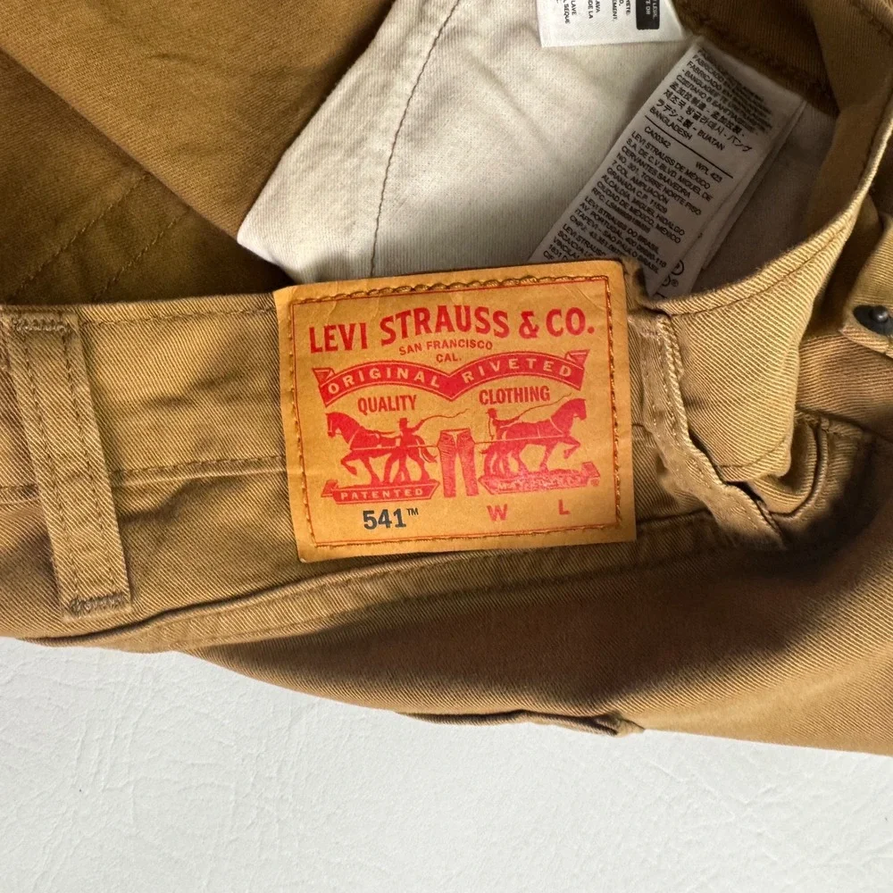Levis 541 Athletic Taper Pants Mens 52x32 British Khaki Brown Stretch Twill NEW